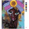 Maľovanie podľa čísel - AFRICKÁ ŽENA SO SLNEČNICOU