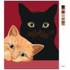 Maľovanie podľa čísel - DVE MAČKY A ČERVENÉ POZADIE