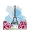 Maľovanie podľa čísel - EIFFELOVA VEŽA V PARÍŽI S RUŽOVÝMI KVETINAMI