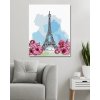 Maľovanie podľa čísel - EIFFELOVA VEŽA V PARÍŽI S RUŽOVÝMI KVETINAMI
