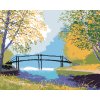 Maľovanie podľa čísel - LES S LAVIČKOU CEZ RIEKU
