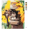 Maľovanie podľa čísel - MAČIATKO V BÚDKE A SLNEČNICA