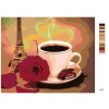 Maľovanie podľa čísel - BIELA ŠÁLKA KÁVY S RUŽOU A EIFFELOVKOU