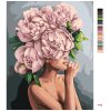 Maľovanie podľa čísel - ŽENA S RUŽOVÝMI PIVONKAMI NA HLAVE