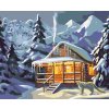 Diamantové maľovanie - LEOPARD PRI ZASNEŽENEJ CHATE (D. RUSTY RUST)