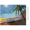 Diamantové maľovanie - LOĎKA PRI POBREŽÍ A PALMA (D. RUSTY RUST)