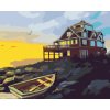 Diamantové maľovanie - LOĎKA, DOM NA POBREŽÍ A ZÁPAD SLNKA (D. RUSTY RUST)