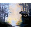 Diamantové maľovanie - MEDVEĎ PRI RIKE V LESE A ZÁPAD SLNKA (D. RUSTY RUST)
