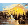 Diamantové maľovanie - MEDVEĎ, VODOPÁD A ZÁPAD SLNKA (D. RUSTY RUST)