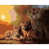 Diamantové maľovanie - TIGER S MLÁĎATAMI A ZÁPAD SLNKA (D. RUSTY RUST)