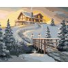Diamantové maľovanie - ZASNEŽENÝ ZRUB PRI VÝCHODE SLNKA (D. RUSTY RUST)