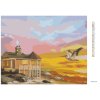 Diamantové maľovanie - PELIKÁN, DOM PRI MORI A ZÁPAD SLNKA (D. RUSTY RUST)
