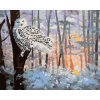 Diamantové maľovanie - SNEŽNÁ SOVA V LESE (D. RUSTY RUST)
