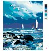 Maľovanie podľa čísel - PLACHETNICE NA MORI A LETIACA ČAJKA