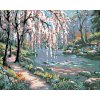 Maľovanie podľa čísel - RUŽOVÝ STROM NAD RIEKOU