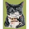 Maľovanie podľa čísel - MAČKA S KÁVOU by HOLLY