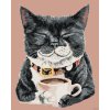 Maľovanie podľa čísel - MAČKA S KÁVOU by HOLLY