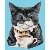Maľovanie podľa čísel - MAČKA S KÁVOU by HOLLY