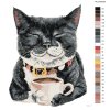 Maľovanie podľa čísel - MAČKA S KÁVOU by HOLLY