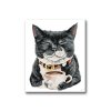 Maľovanie podľa čísel - MAČKA S KÁVOU by HOLLY