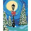 Maľovanie podľa čísel - ZASNEŽENÁ LAMPA MEDZI STROMAMI