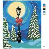Maľovanie podľa čísel - ZASNEŽENÁ LAMPA MEDZI STROMAMI