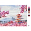 Maľovanie podľa čísel - JAPONSKO CHRÁM A RUŽOVÉ KVETY