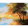 Maľovanie podľa čísel - RIEKA V JARNOM LESE A ZÁPAD SLNKA
