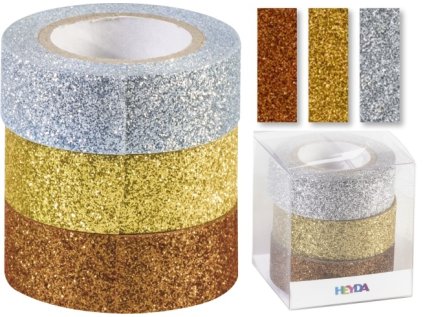 Washi Páska, Glitter meď/zlatá/strieborná