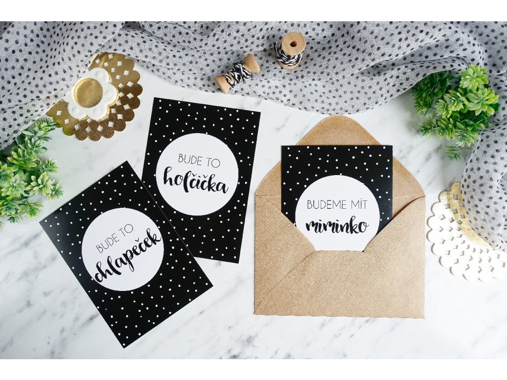 Zuzadesign Milníkové kartičky POLKA DOT BLACK (UNISEX) Druh: TĚHOTENSKÉ