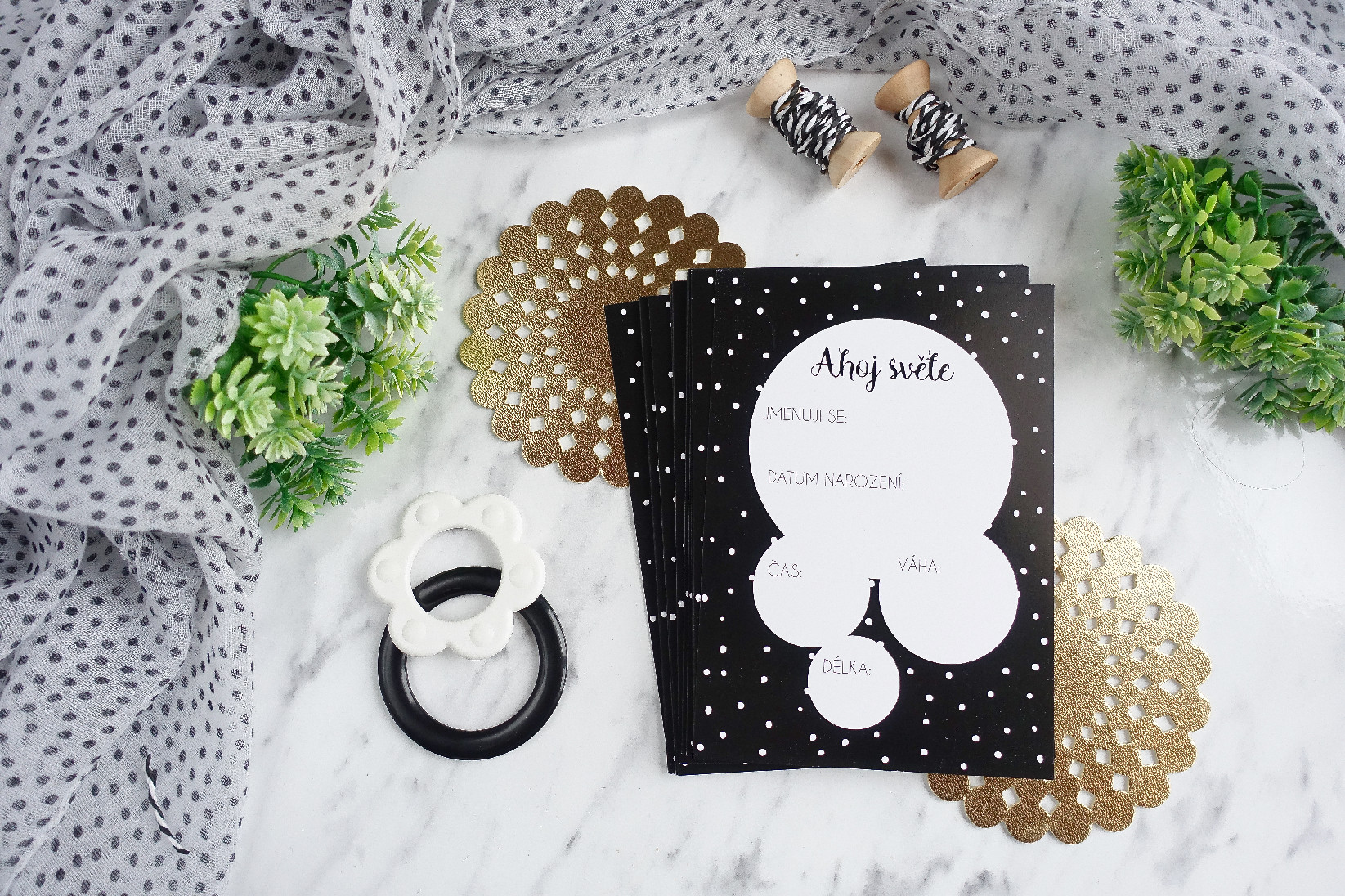 Zuzadesign Milníkové kartičky POLKA DOT BLACK (UNISEX) Druh: PRO MIMINKO