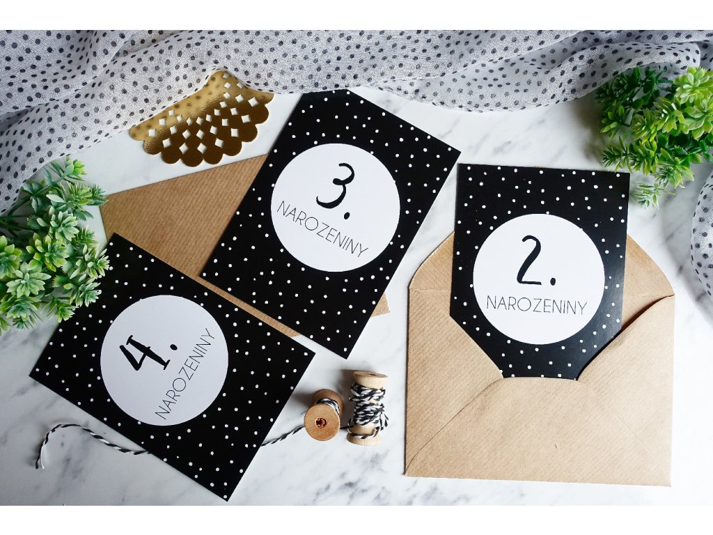Zuzadesign Milníkové kartičky POLKA DOT BLACK (UNISEX) Druh: POKRAČOVACÍ