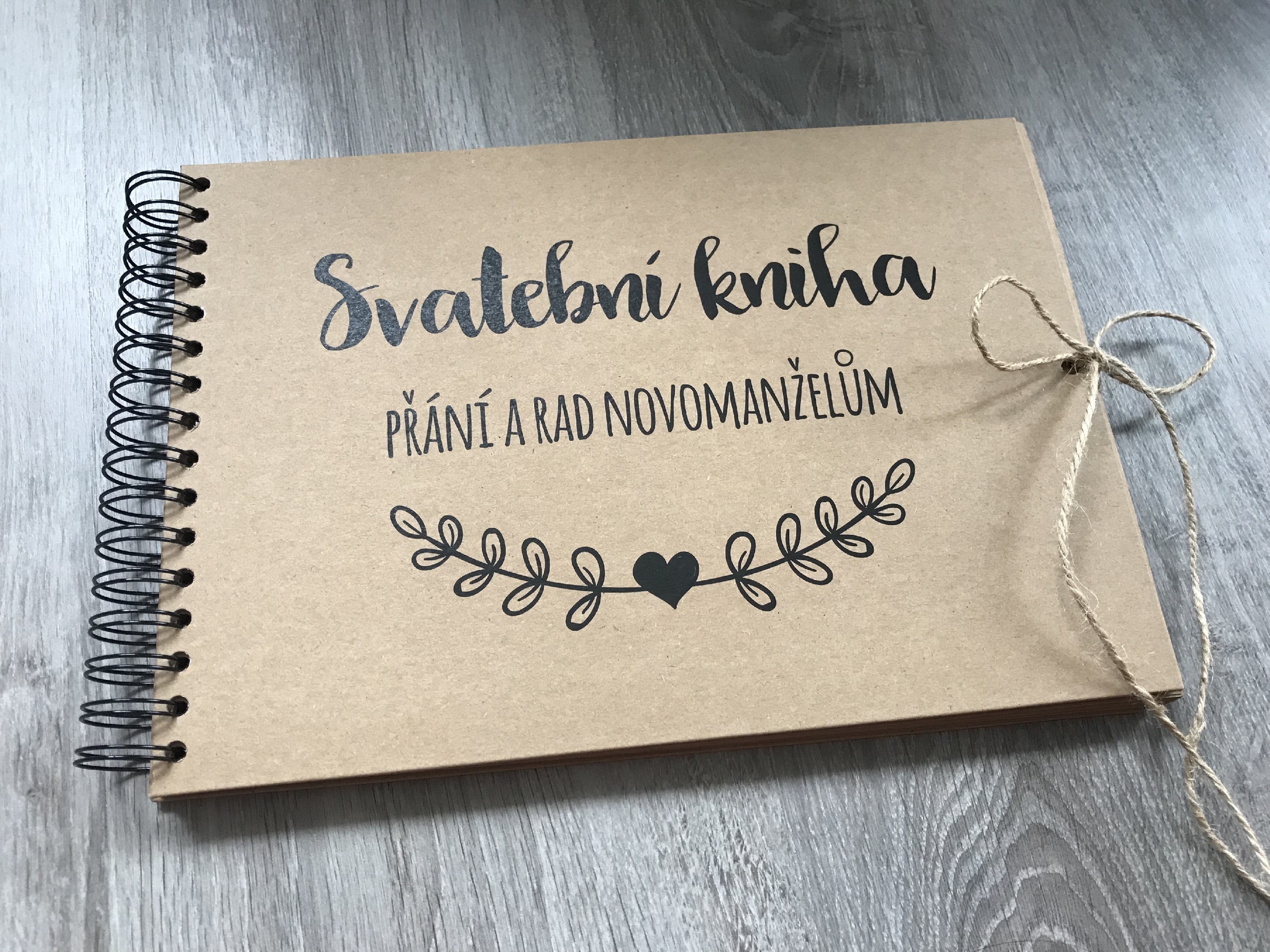 Zuzadesign Svatební kniha Přání a rad novomanželům- rustic - Jutový provázek