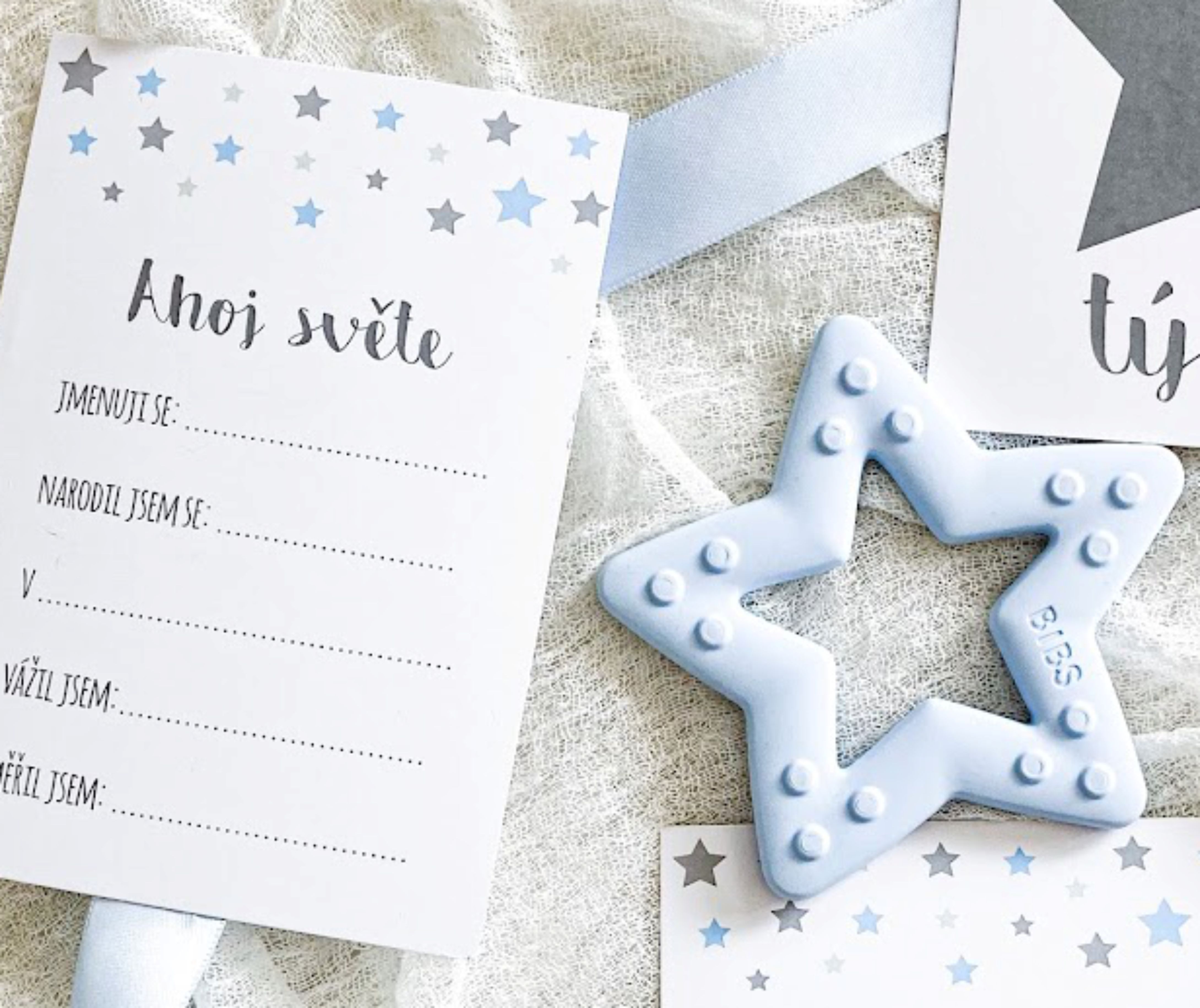 Zuzadesign Milníkové kartičky hvězdičky šedé PRO MIMINKO - 35ks (CHLAPEČEK)