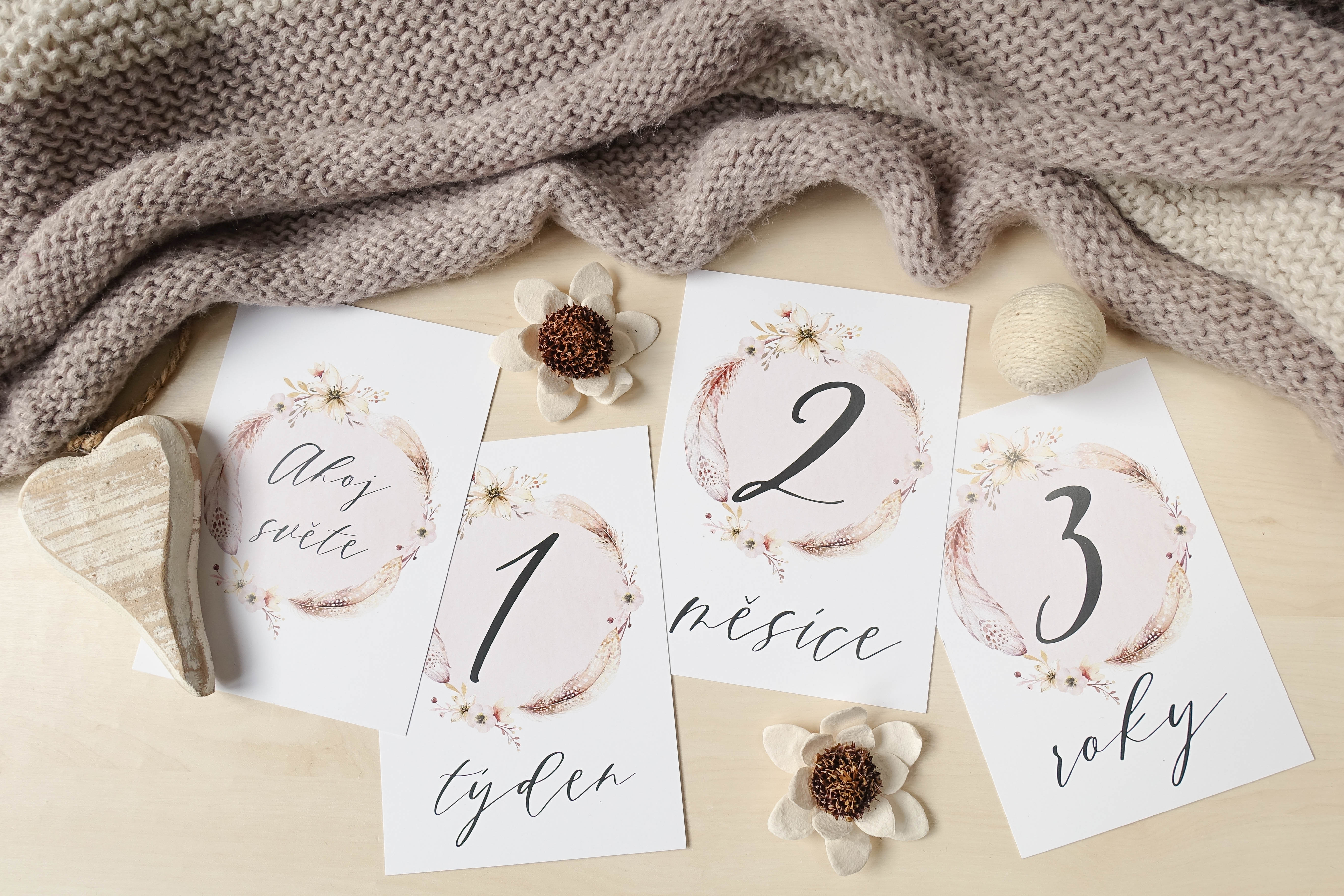 Zuzadesign Milníkové kartičky - BOHO UNI (sada 20ks) Dárková krabička: Milníkové kartičky bez dárkové krabičky