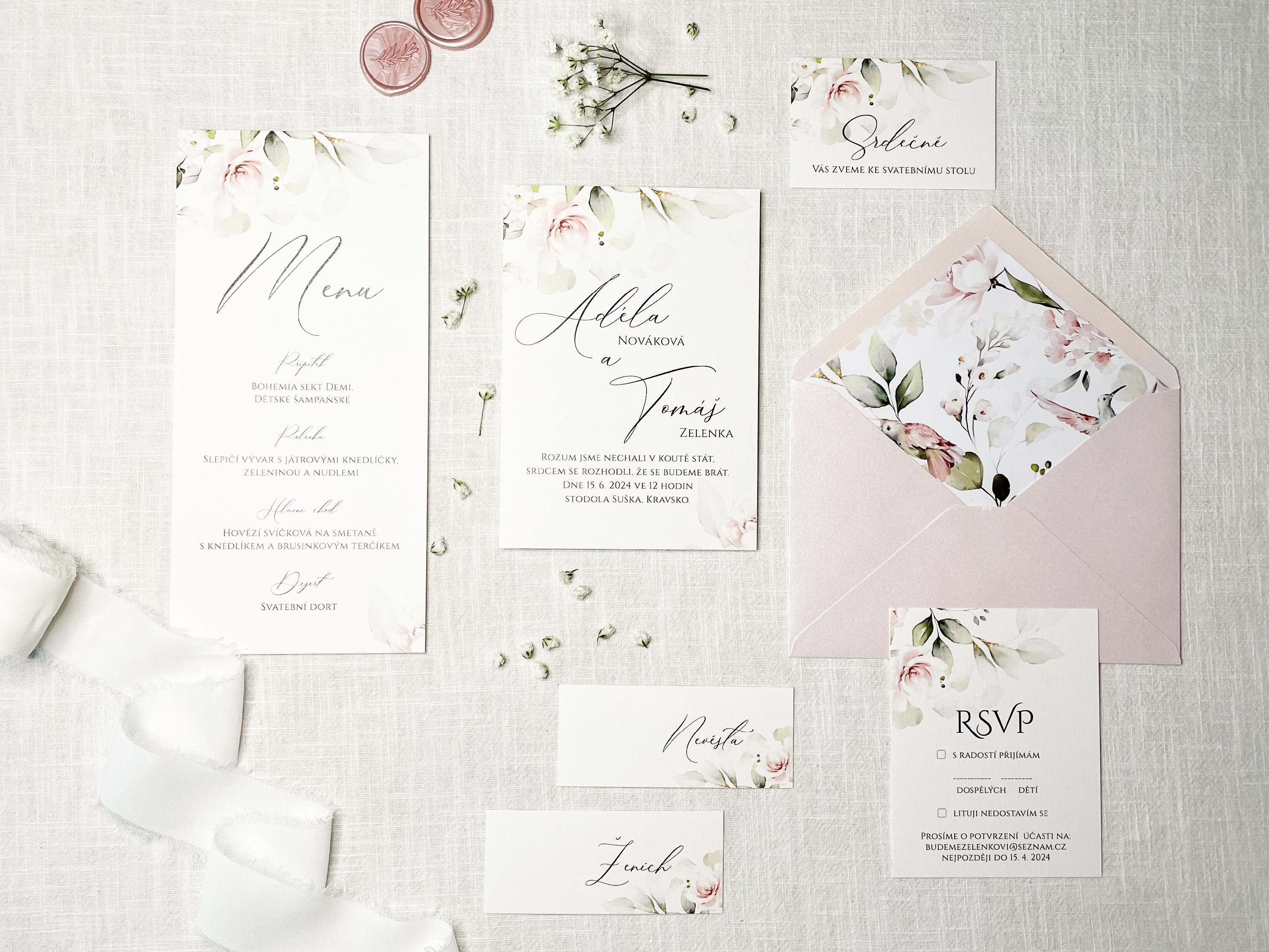 Zuzadesign Svatební oznámení no.95 Varianty produktu: Obálka bílá