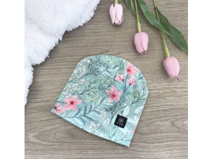 Blonki Čepice Mentolové kytky Velikost: 45/47