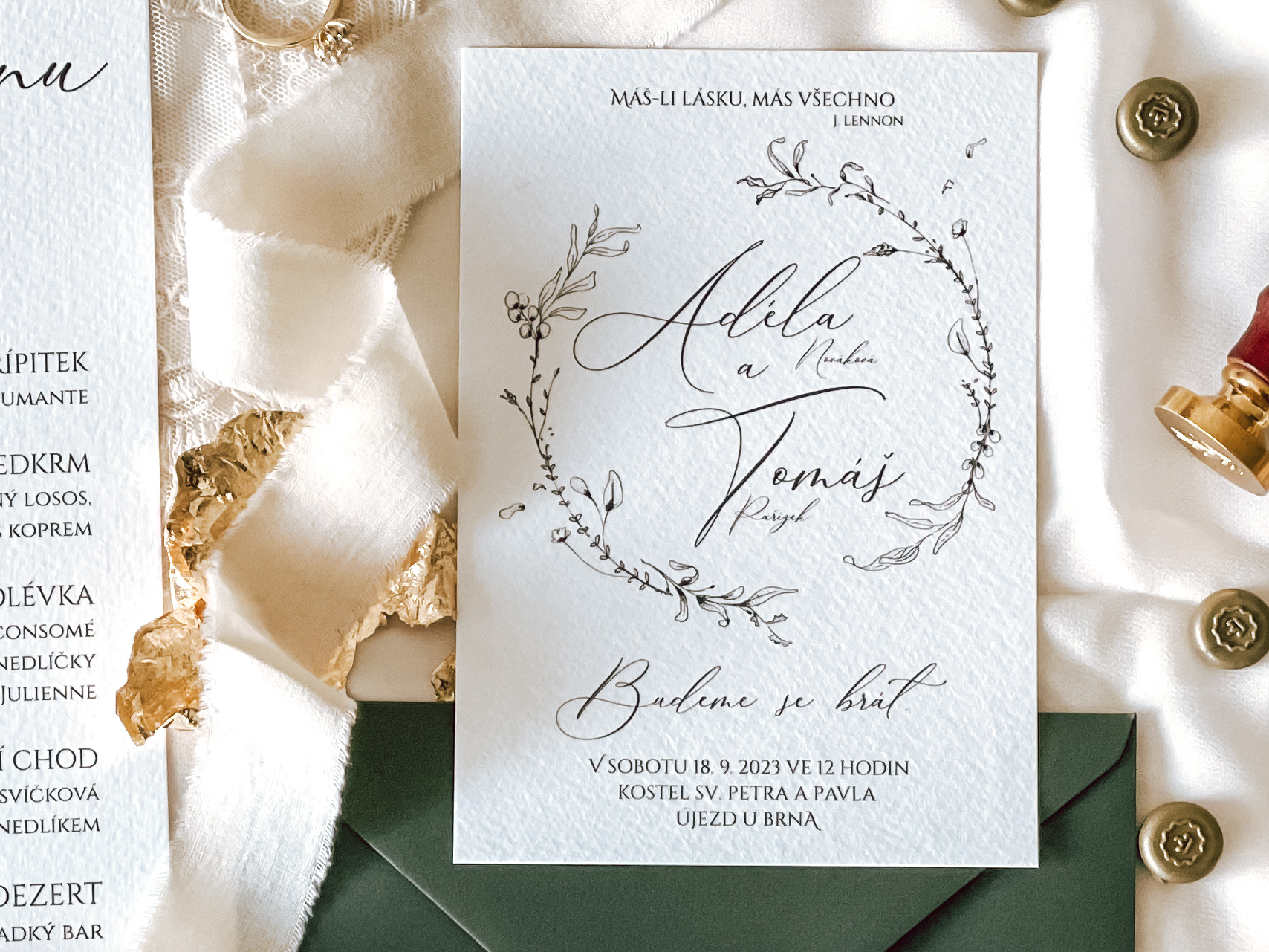 Zuzadesign Svatební oznámení no.23 Varianty produktu: Obálka s vnitřním tiskem