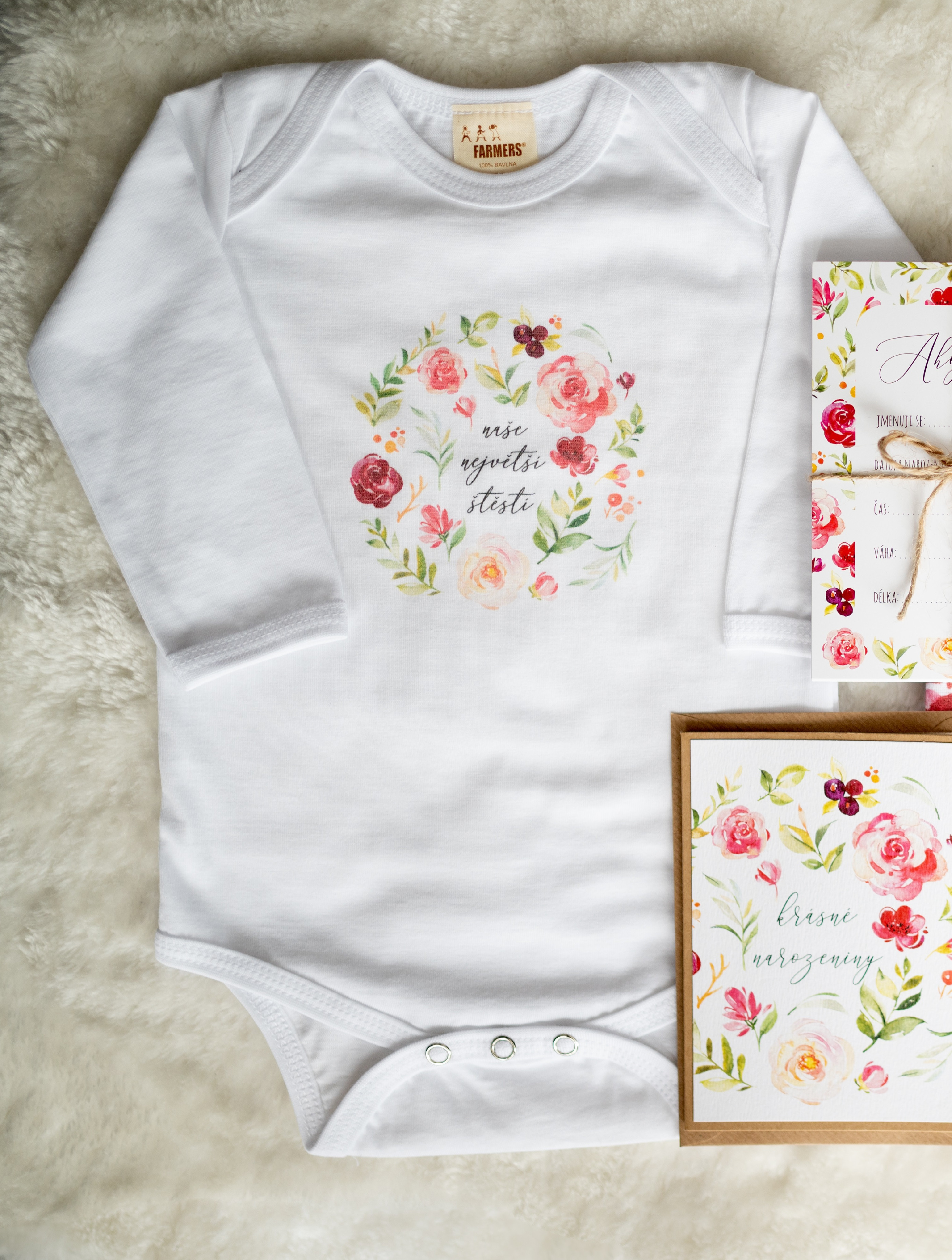 Zuzadesign Dětské body "Štěstí" Velikost: 74, Variata: DLOUHÝ RUKÁV