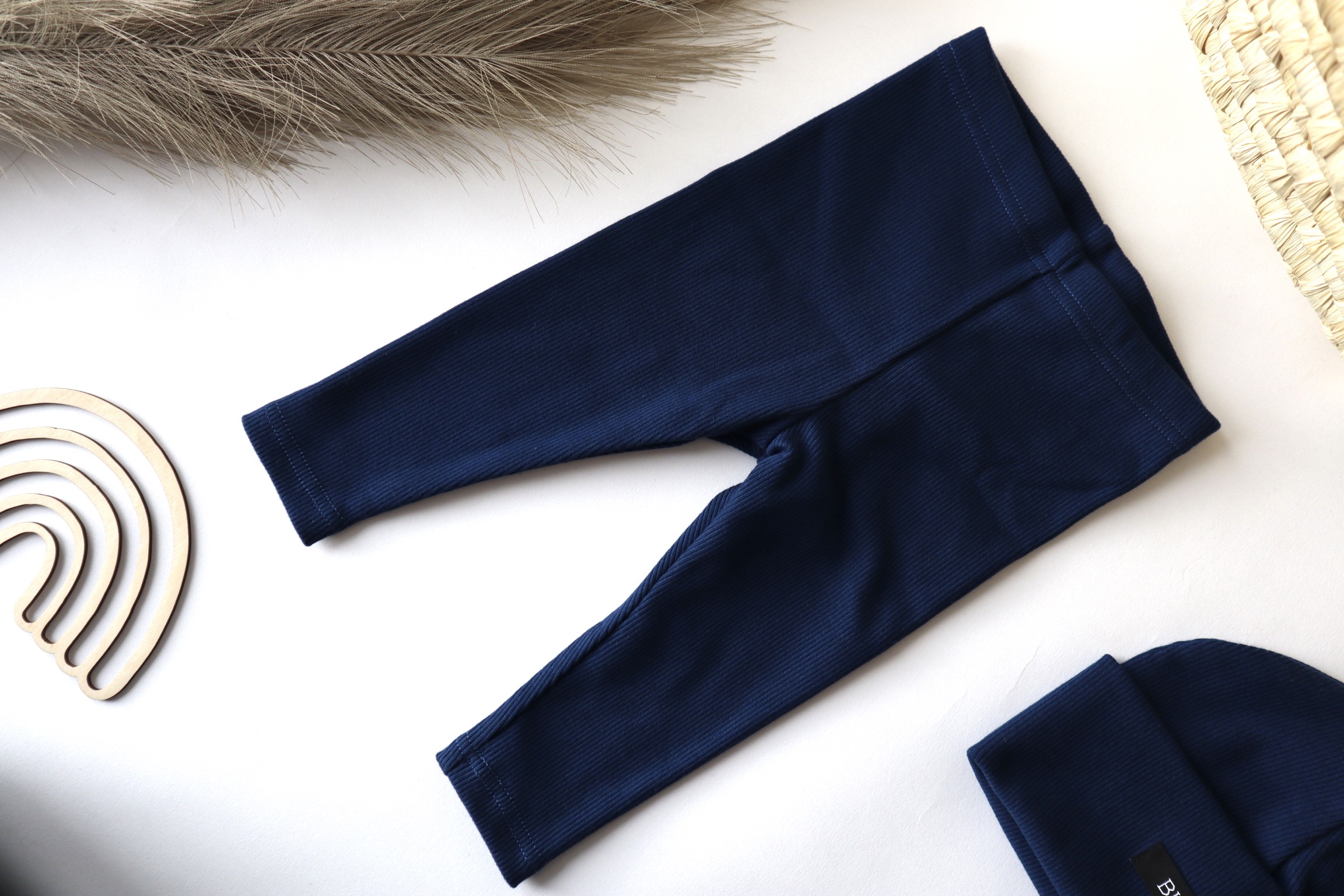 Blonki VROUBKOVANÉ LEGÍNY - TMAVĚ MODRÁ Velikost: 74/80 (6-12 měsíců)