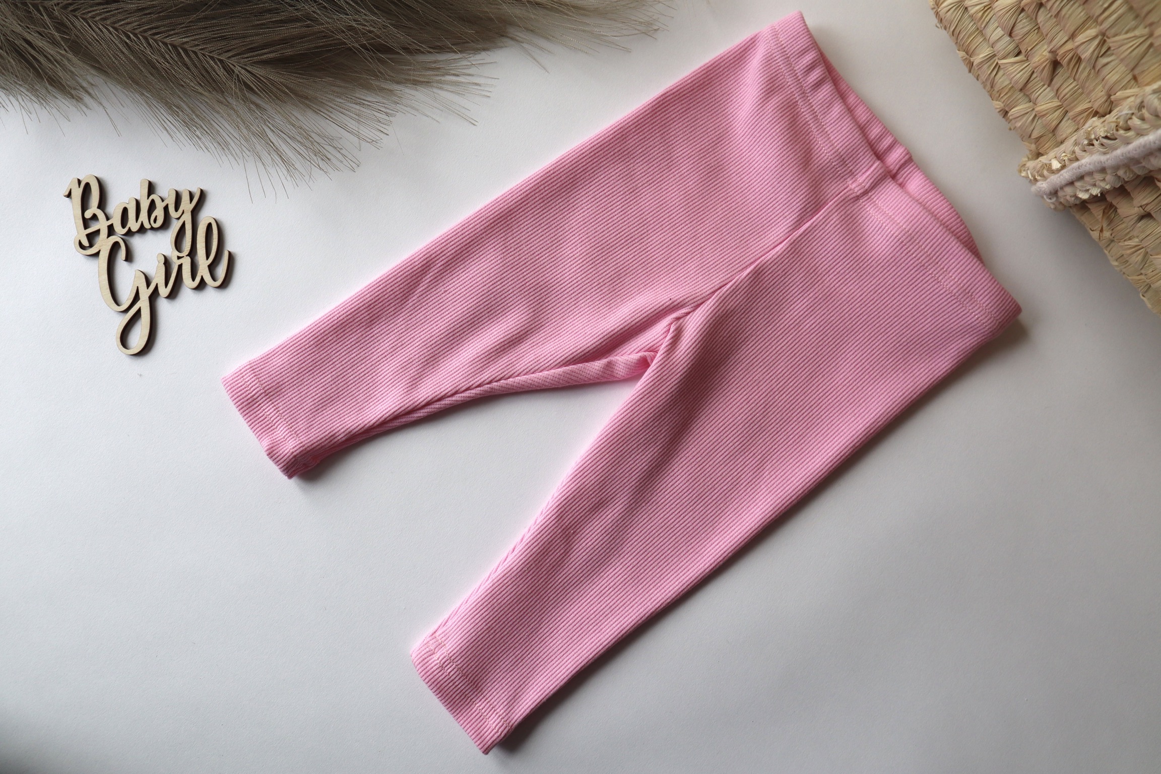 Blonki VROUBKOVANÉ LEGÍNY - BABY PINK Velikost: 98/104 (3-4 roky)