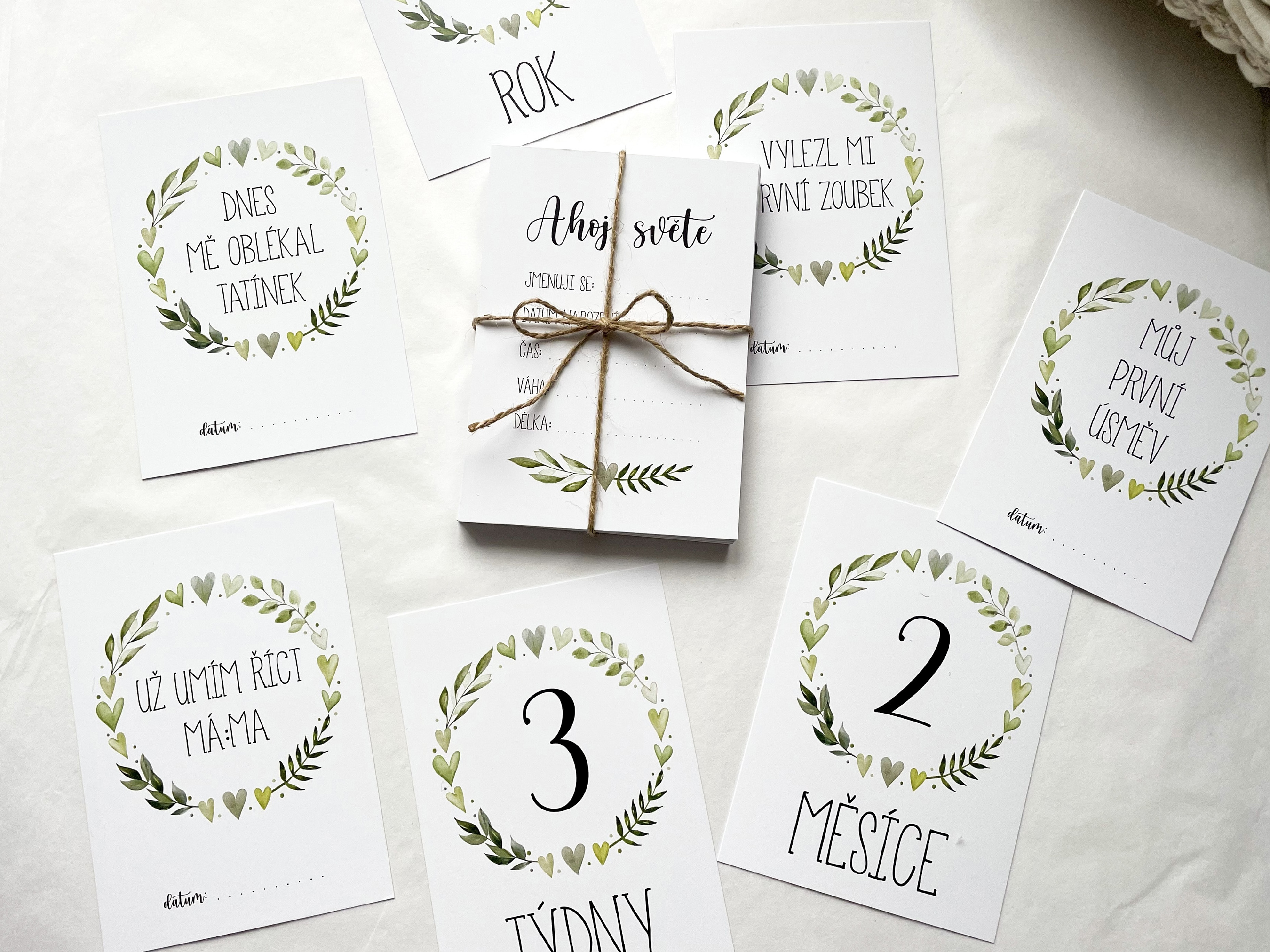 Zuzadesign Milníkové kartičky - GREENIE - 35ks (UNISEX) Druh: POKRAČOVACÍ