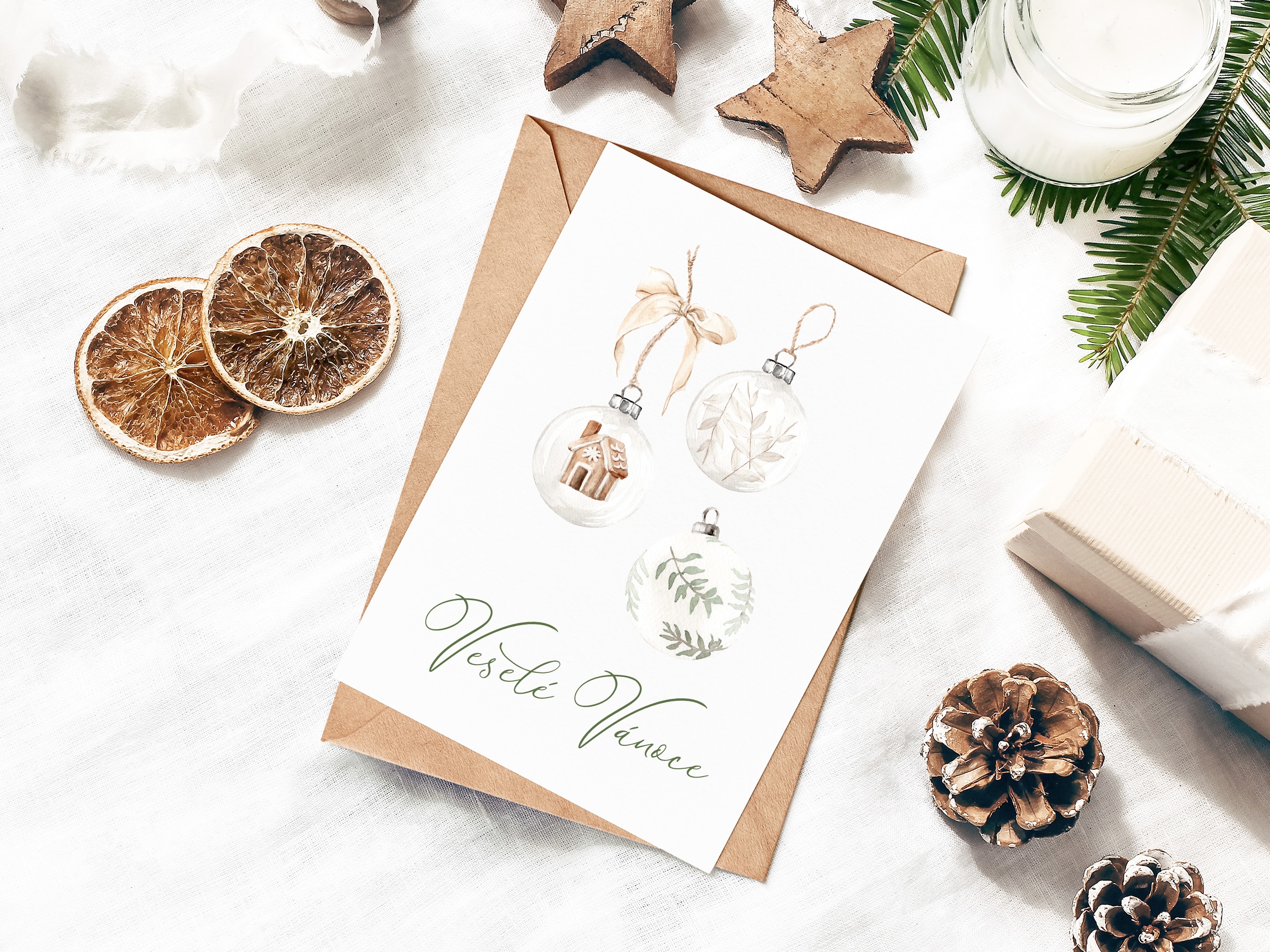 Zuzadesign Hygge ozdoby Otevírací vánoční přání s obálkou