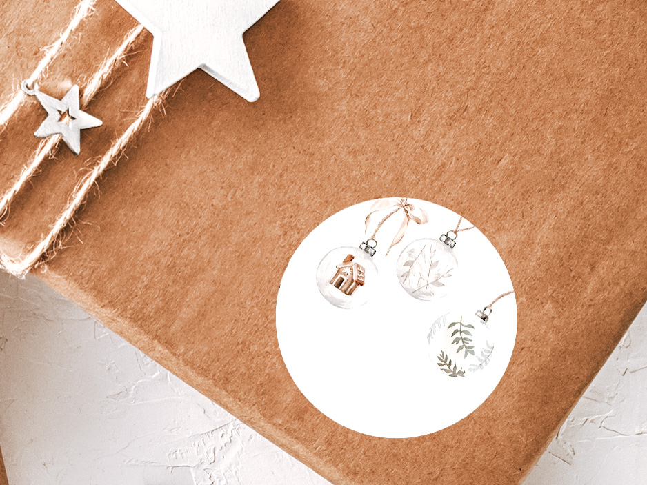 Vánoční jmenovky samolepky Hygge ozdoby Varianty produktu: Samolepka kulatá 4cm 1 arch (24ks samolepek)