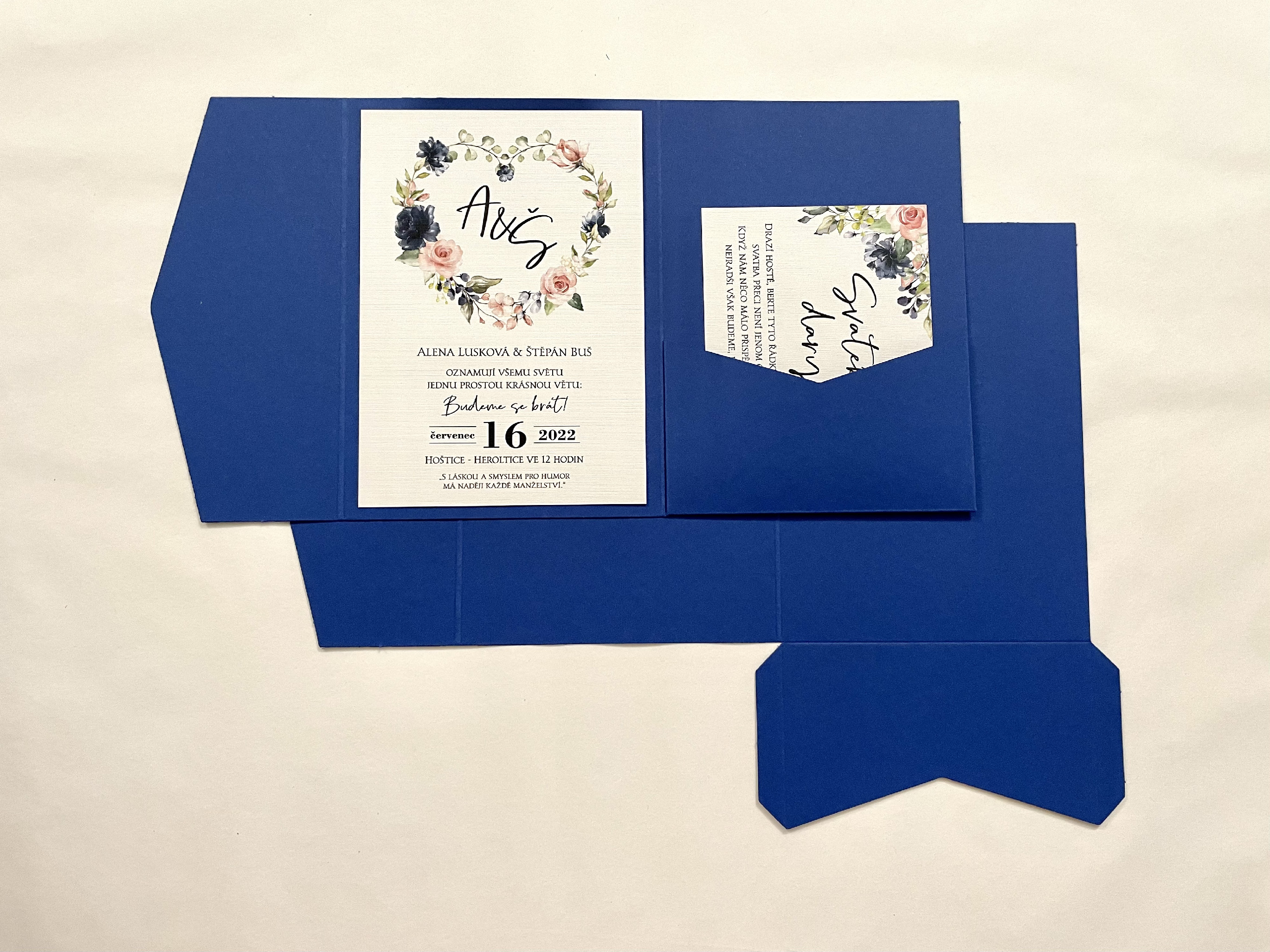 Zuzadesign Obálka s kapsou - Modrá Varianta: Lepená kapsa