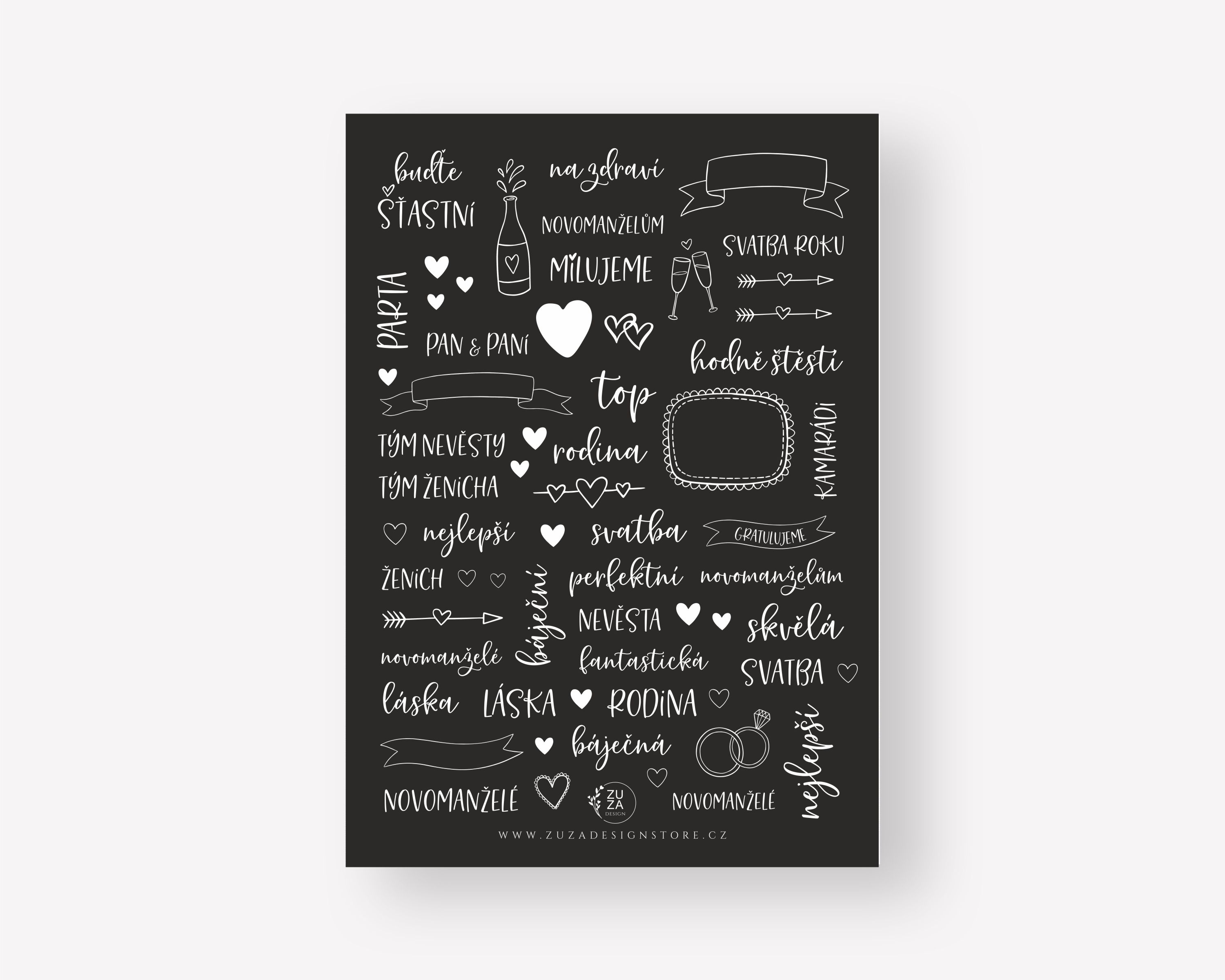 Samolepky do knihy hostů - černé Barva: Černá