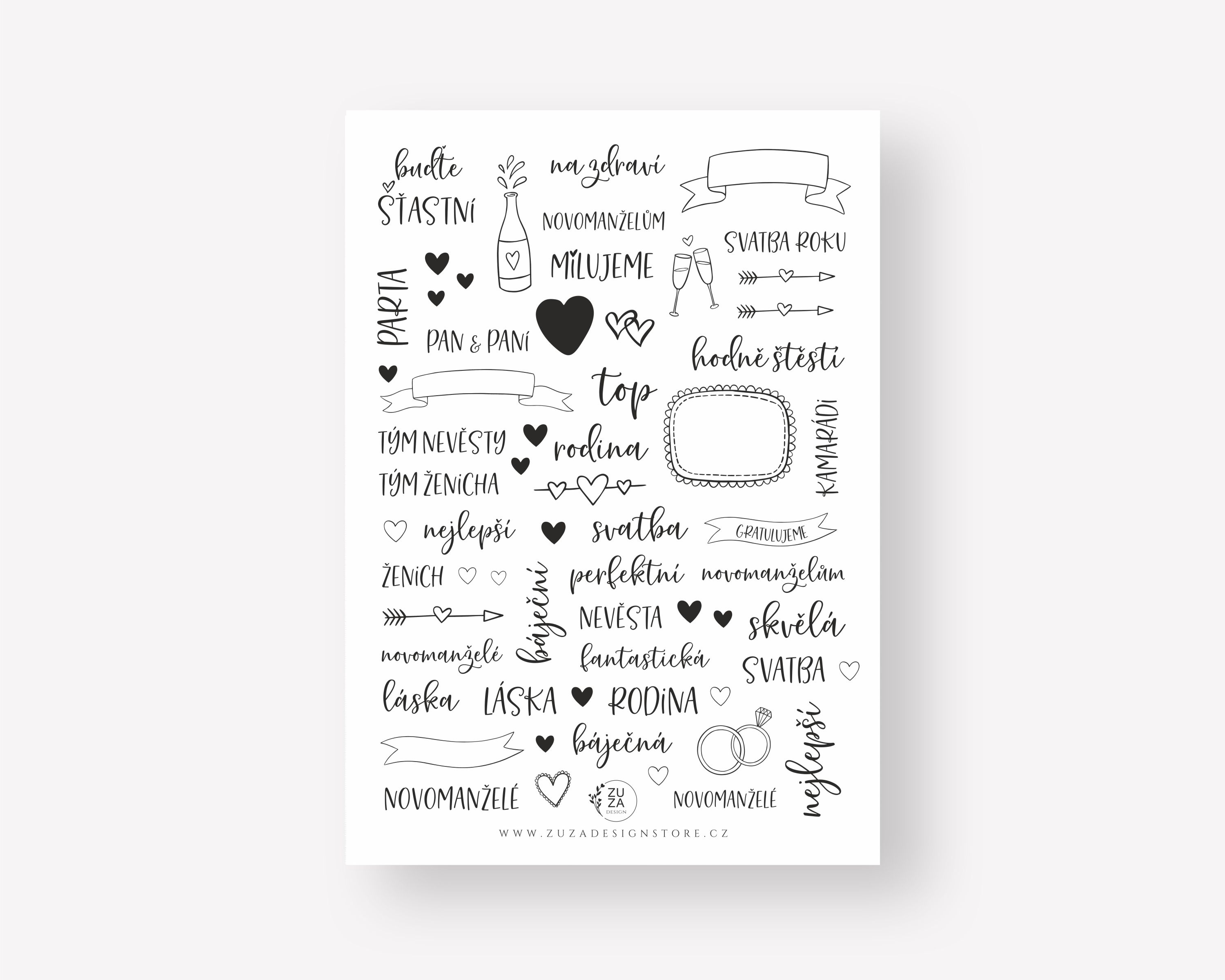 Zuzadesign Samolepky do knihy hostů - bílé Barva: Bílá