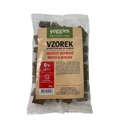 vzorky granuli yoggies veprove maso iberico s jablky