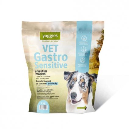 Yoggies VET Gastro Sensitive za studena lisované granule s morčacím mäsom