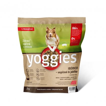 2kg yoggies iberico veprove maso s jablky granule lisovane za studena s probiotiky